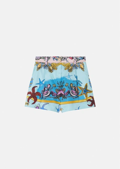 Shop Versace Trã©sor De La Mer Print Silk Shorts