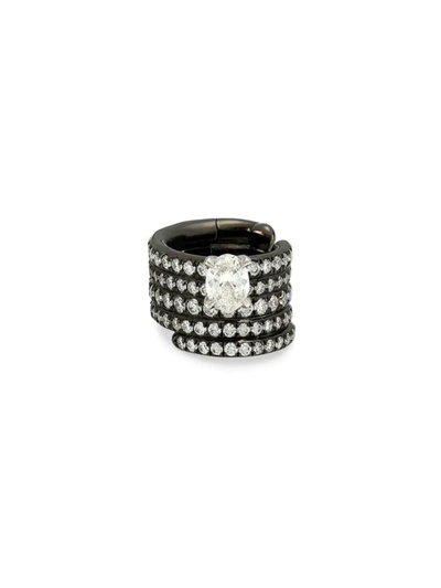 Shop Repossi Women's Blast 18k Black Gold & Diamond Pavé Stacked Single Ear Cuff