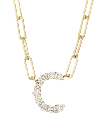 Shop Saks Fifth Avenue Women's 14k Yellow Gold & 0.40 Tcw Diamond Large Initial Pendant Necklace In Initial C