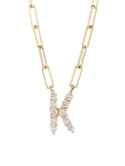 Shop Saks Fifth Avenue Women's 14k Yellow Gold & 0.40 Tcw Diamond Large Initial Pendant Necklace In Initial K