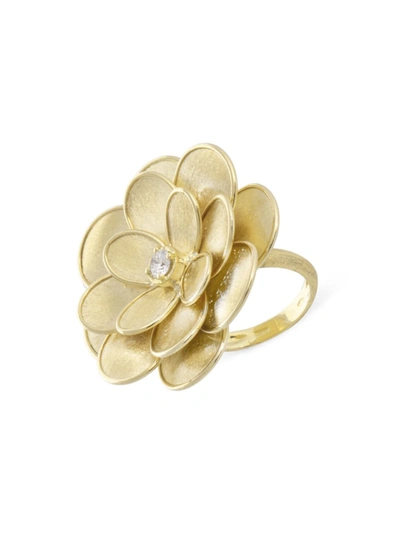 Shop Marco Bicego Lunaria 18k Yellow Gold & Diamond Flower Ring