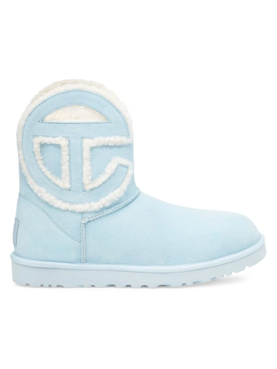 Shop Ugg X Telfar Women's Logo Mini Boots In Blue