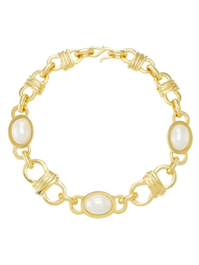 Shop Kenneth Jay Lane Women's 18k Gold-plated & Glass Pearl Chain Necklace