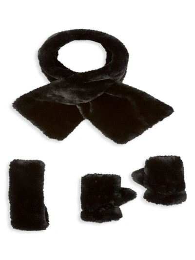 Shop Apparis Baby's 3-piece Abby Faux Fur Bundle Set In Black