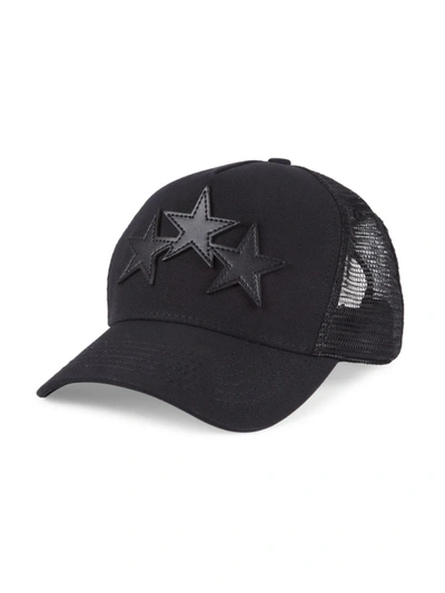 Shop Amiri Men's Star Leather Trucker Hat In Black