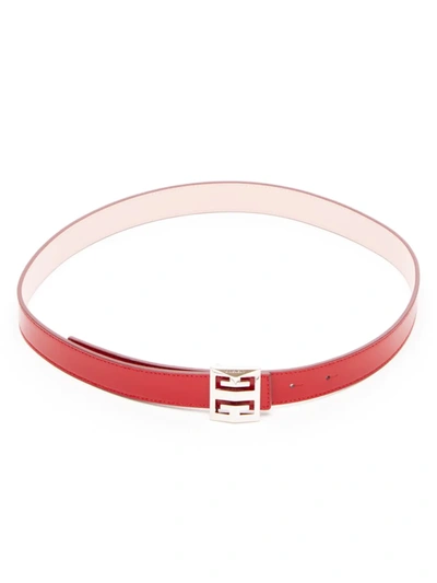 Shop Givenchy Women's 4g Buckle Leather Belt In Red