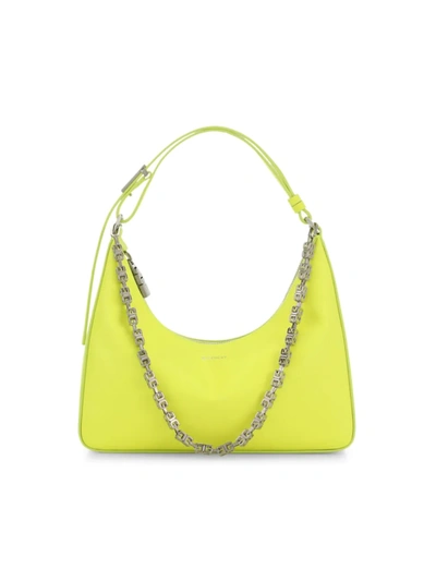 Shop Givenchy Women's Moon Cut Slim Leather Hobo Bag In Fluo Yellow