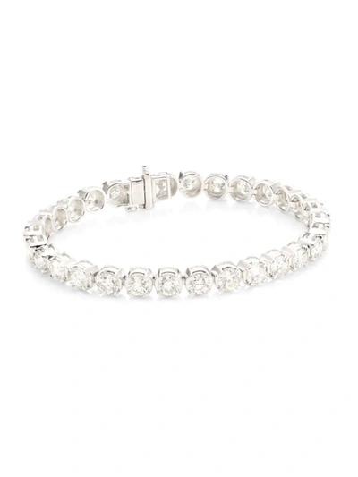 Shop Saks Fifth Avenue Women's 14k White Gold & 12.0 Tcw Diamond Prong-set Tennis Bracelet