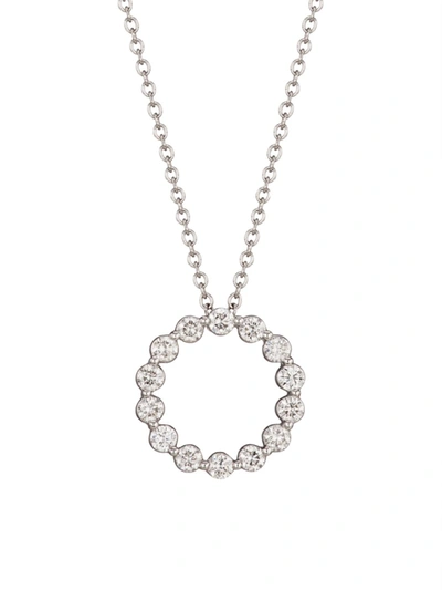 Shop Saks Fifth Avenue Women's 14k White Gold & 1 Tcw Diamond Hoop Pendant Necklace