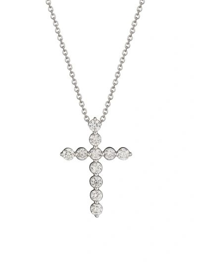 Shop Saks Fifth Avenue Women's 14k White Gold & 1.50 Tcw Diamond Cross Pendant Necklace