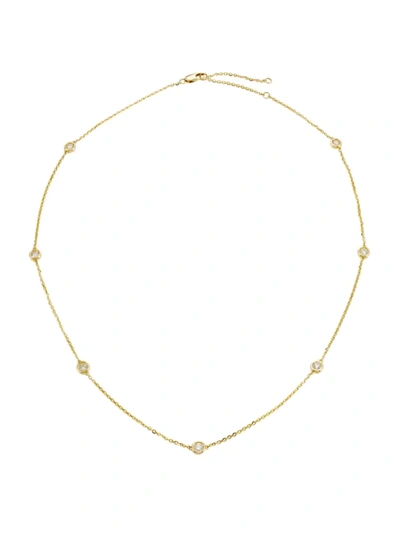 Shop Saks Fifth Avenue Women's 14k Gold & 0.70 Tcw Diamond Station Necklace In Yellow Gold