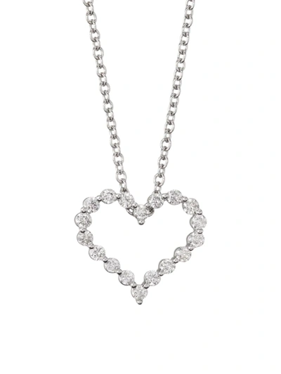 Shop Saks Fifth Avenue Women's 14k White Gold & 0.5 Tcw Diamond Open Heart Pendant Necklace