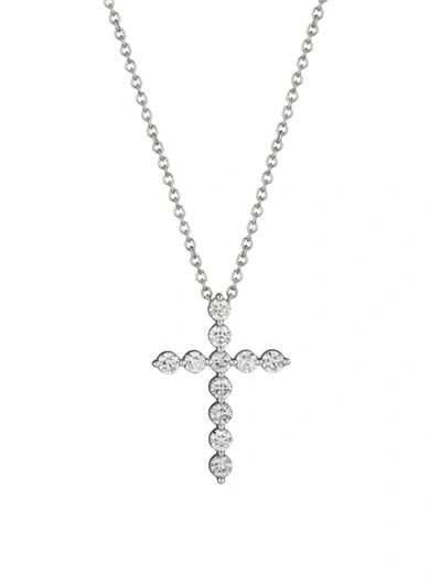 Shop Saks Fifth Avenue Women's 14k White Gold & 1 Tcw Diamond Cross Pendant Necklace