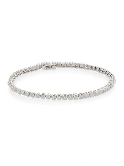 Shop Saks Fifth Avenue Women's 14k White Gold & 3.0 Tcw Diamond Prong-set Tennis Bracelet