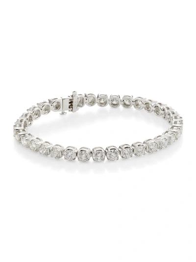 Shop Saks Fifth Avenue Women's 14k White Gold & 10.0 Tcw Diamond Prong-set Tennis Bracelet