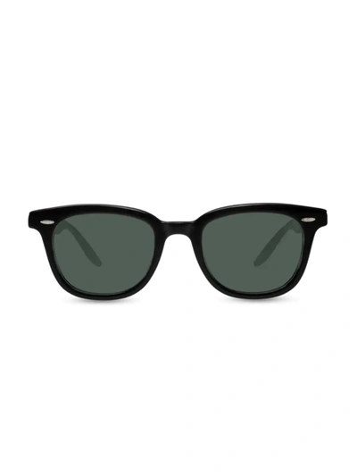 Shop Barton Perreira Men's Cecil 50mm Rectangle Sunglasses In Black Green