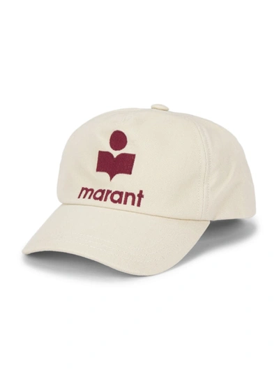 Shop Isabel Marant Men's Tyronyh Logo Baseball Hat In Ecru Red
