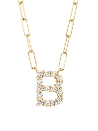 Shop Saks Fifth Avenue Women's 14k Yellow Gold & 0.40 Tcw Diamond Large Initial Pendant Necklace In Initial B