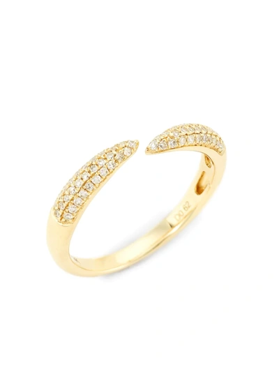 Shop Saks Fifth Avenue Women's 14k Yellow Gold & 0.19 Tcw Diamond Pavé Claw Ring