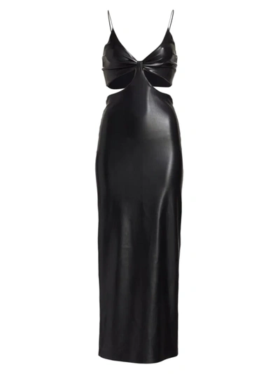 Shop Alice And Olivia Havana Faux Leather Cut-out Maxi Dress In Black