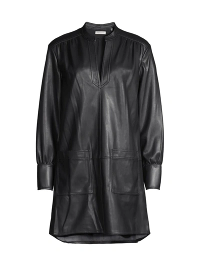 Shop Rebecca Taylor Women's Vegan Leather Tunic Dress In Black