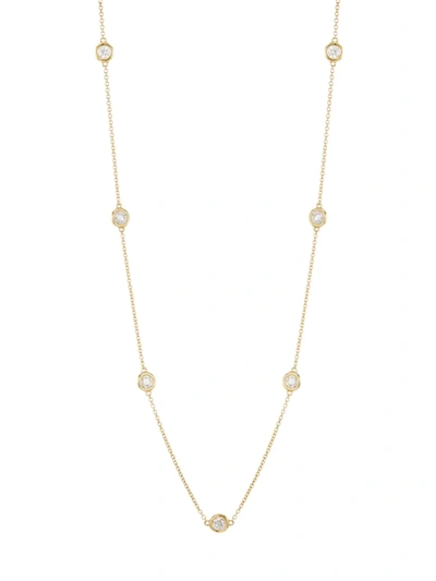 Shop Saks Fifth Avenue Women's 14k Yellow Gold & 1 Tcw Diamond Station Necklace