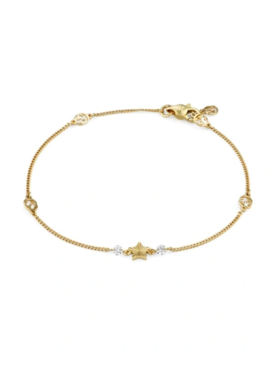 Shop Gucci Women's Interlocking G 18k Yellow Gold & Diamond Bracelet With Star Charm