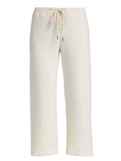 Shop The Great The Fleece Wide-leg Sweatpants In Washed White