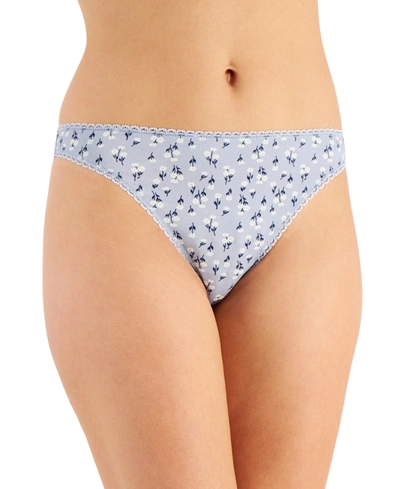 Charter Club Everyday Cotton Women's Lace-Trim Thong, Created for