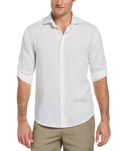 Shop Cubavera Men's Travelselect Linen Blend Wrinkle-resistant Shirt In Brilliant White