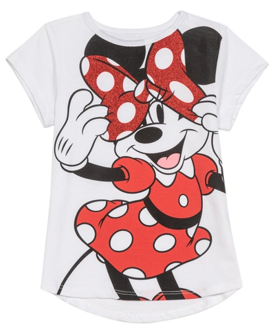 Shop Disney Little Girls Crew Neck Short Sleeve Minnie Mouse Tee In White