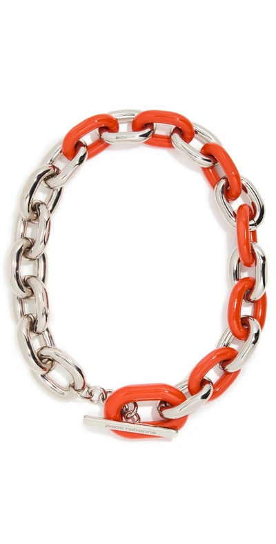 Shop Paco Rabanne Xl Link Necklace In Orange/silver