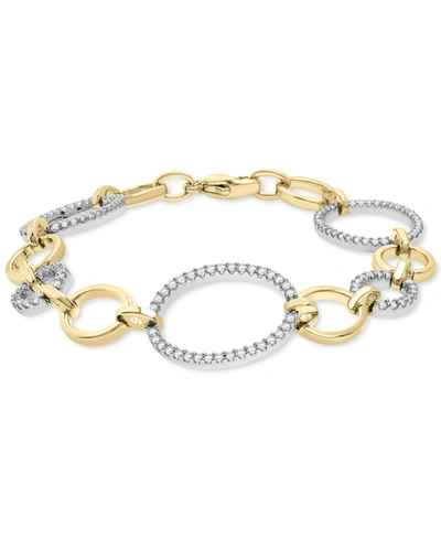 Wrapped In Love Diamond Oval Link Bracelet (1 Ct. T.w.) In 14k Gold-plated Sterling Silver, Created For Macy's In Gold-plated Sterling Silver