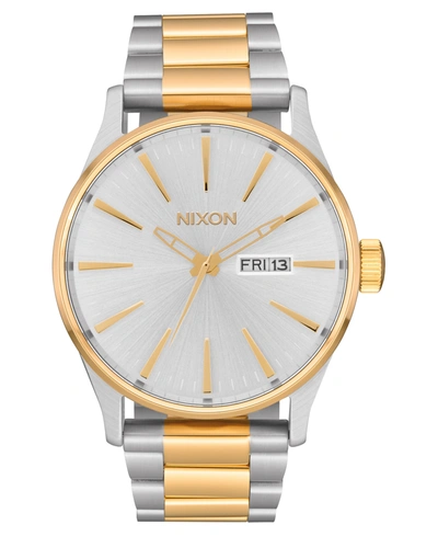 Shop Nixon Men's Sentry Stainless Steel Bracelet Watch 42mm In Silver Gold