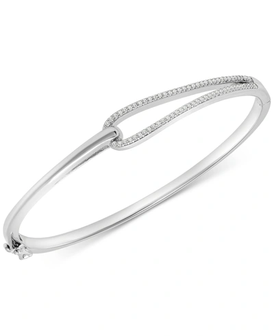Wrapped Diamond Loop Bangle Bracelet (1/5 Ct. T.w.) In Sterling Silver, Created For Macy's In Sterling Silver