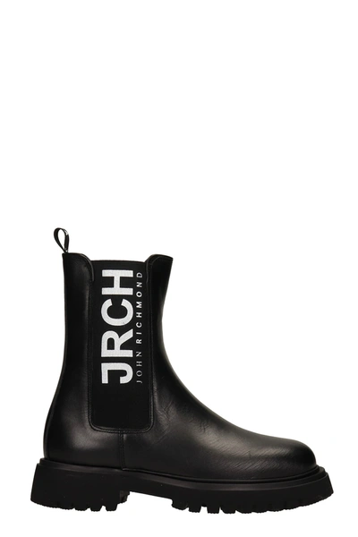 Shop John Richmond Combat Boots In Black Leather