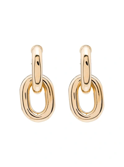 Shop Paco Rabanne Gold Colored Brass Chain Link Earrings In Metallic