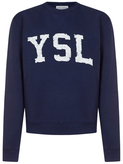 Shop Saint Laurent Ysl Sweatshirt In Blue