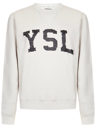 Shop Saint Laurent Ysl Sweatshirt In Ecru