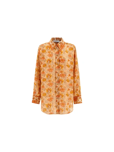 Shop Zimmermann Andie Relaxed Shirt In Almond Floral
