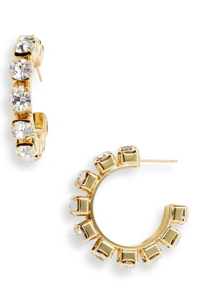 Shop Area Small Round Crystal Hoop Earrings In Gold / Clear
