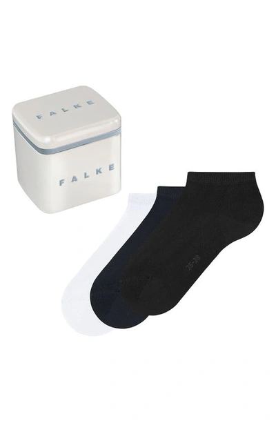Shop Falke Happy Assorted 3-pack Sneaker Socks In White/ Black/ Dark Navy