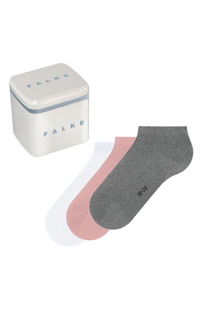 Shop Falke Happy Assorted 3-pack Sneaker Socks In Light Grey/ Blossom/ Black