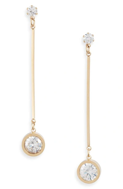 Shop Knotty Crystal Bar Drop Earrings In Gold