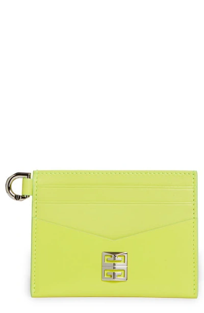 Shop Givenchy 4g Box Lambskin Leather Card Case In Fluo Yellow