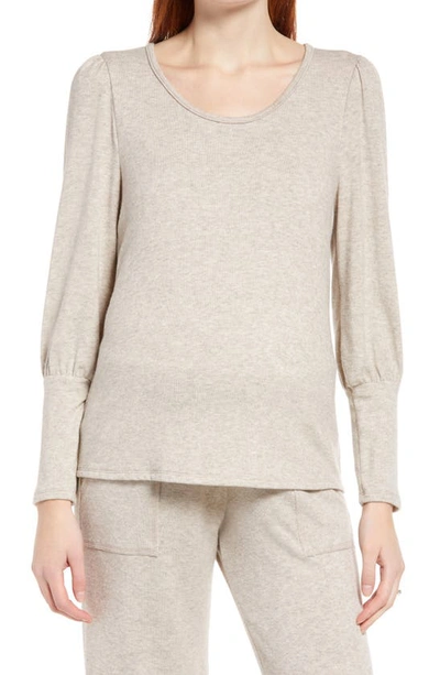 Shop Maternal America Scoop Neck Maternity Top In Oatmeal