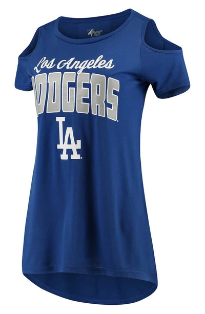 Shop G-iii 4her By Carl Banks Royal Los Angeles Dodgers Clear The Bases Cold Shoulder T-shirt