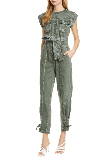 Shop Ulla Johnson Adair Stretch Cotton Jumpsuit In Army