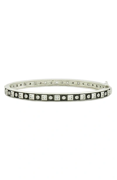 Shop Freida Rothman Signature Geometric Stacking Bangle Bracelet In Silver And Black