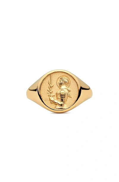 Shop Awe Inspired Joan Of Arc Signet Ring In Gold Vermeil